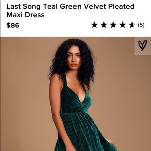 Lulus last song teal green velvet dress
